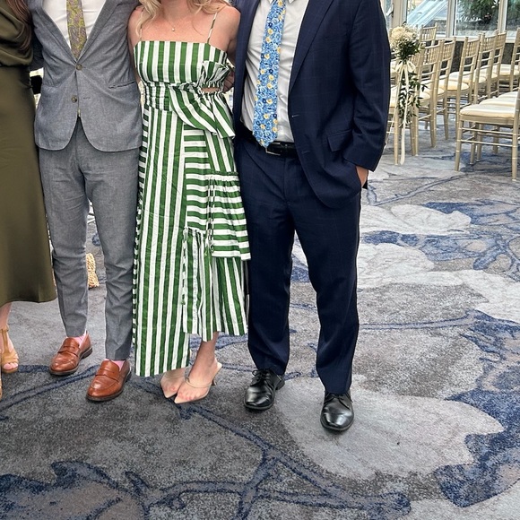 Green and White Striped Midi Dress Farm Rio size small - Picture 3 of 5